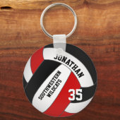 black red volleyball player and team name キーホルダー (正面)
