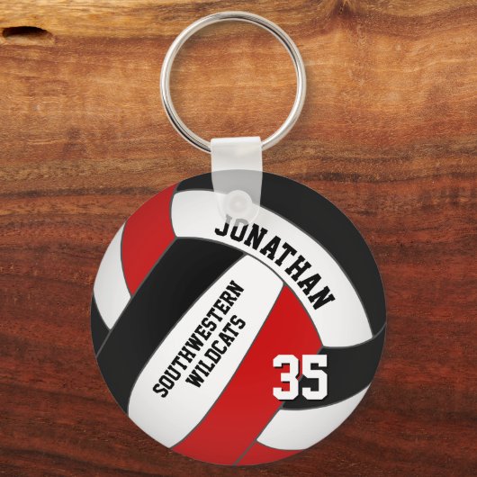 black red volleyball player and team name キーホルダー (正面)