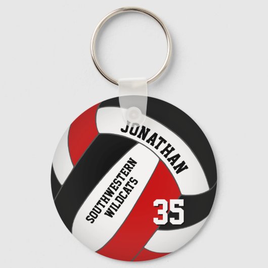 black red volleyball player and team name キーホルダー (裏面)