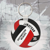 black red volleyball player and team name キーホルダー