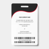 Black Red Wave Business Logo写真従業員名 バッジ (裏面)