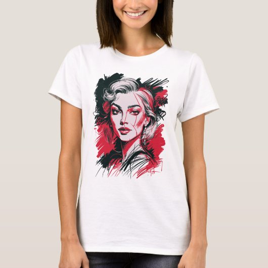 Black & Red Woman 1 Tシャツ (正面)