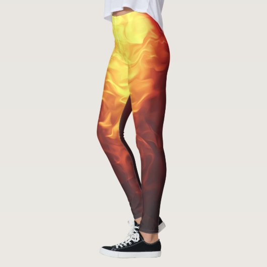Black Red Yellow Ombre Flames レギンス (左)