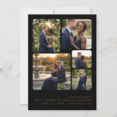 Black Refined Minimalist 5-Photo Collage Wedding  セーブザデート (正面)