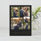 Black Refined Minimalist 5-Photo Collage Wedding  セーブザデート (スタンド正面)