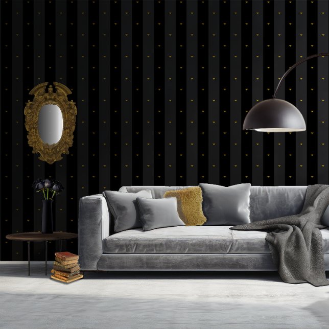 Black Regency Gold Napoleonic Bee Six Inch Stripe 壁紙 (クリエイターアップロード済み)