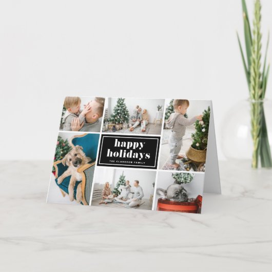 Black Retro Bold Typography Photo Collage シーズンカード (正面)