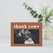 Black Retro Bold Typography Wedding Thank You ポストカード (スタンド正面)
