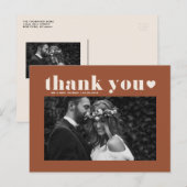 Black Retro Bold Typography Wedding Thank You ポストカード (正面/裏面)