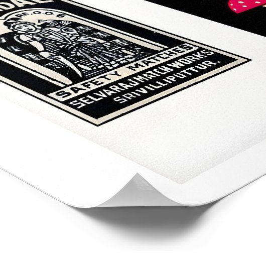 Black Retro matchbox labels wall art, grid ポスター (角)