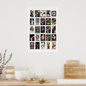 Black Retro matchbox labels wall art, grid ポスター (キッチン)