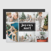 Black Retro Typography Joyeux Noël Photo Collage マグネット招待状 (正面/裏面)
