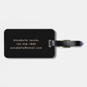 Black Retro Vibe Leaf Pattern Monogram ラゲッジタグ (裏面横)