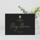 Black Ring Bearer Wedding Simple Proposal Card (スタンド正面)