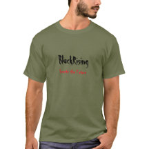 Black Rising army green Tシャツ。