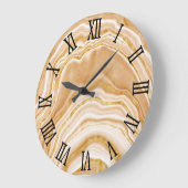 Black Roman Numerals Faux Golden Agate ラージ壁時計 (傾斜)