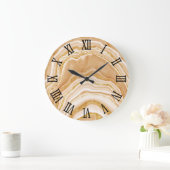 Black Roman Numerals Faux Golden Agate ラージ壁時計 (ホーム)