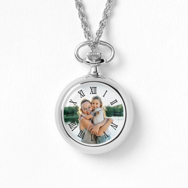 Black Roman Numerals Photo for Mom 腕時計 (正面)