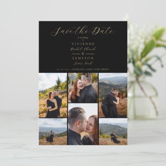 Black Romantic Fancy Chic Collage 6 Pho セーブザデート (スタンド正面)