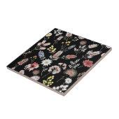 Black Romantic Moody Watercolor Wildflowers タイル (側面)
