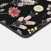 Black Romantic Moody Watercolor Wildflowers デスクマット (コーナー)