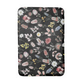 Black Romantic Moody Watercolor Wildflowers バスマット (正面縦)