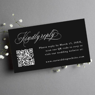 Black Romantic Writhaphの結婚QRコードRSVP エンクロージャーカード