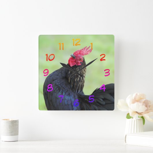 Black Rooster スクエア壁時計 (ホーム)