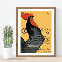 Black Rooster Cocorico Theophile Steinlen ポスター