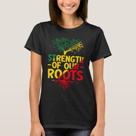 Black Roots Black Power African American Pride Bla Tシャツ (正面)
