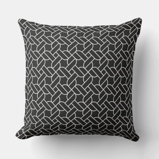 Black Rope Pattern Throw Pillow クッション (正面)
