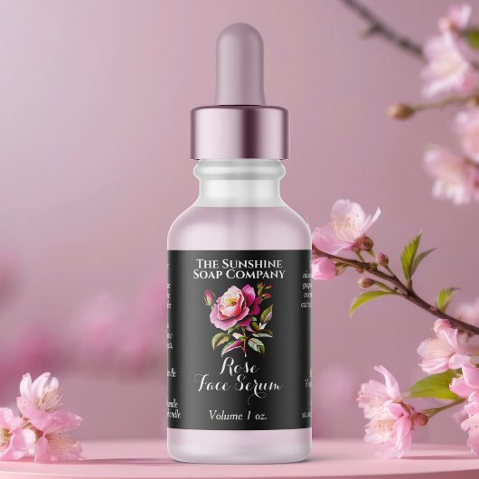 Black Rose Dropper bottle label 2.375 x 1.25 ラベル
