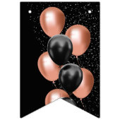 Black Rose Gold Balloon Chic Happy Birthday バンティングフラッグ (第1の旗)