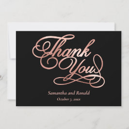Black Rose Gold Calligraphy Formal Thank You Card サンキューカード