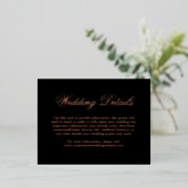 Black Rose Gold Foil Formal Wedding Enclosure Card 箔招待状ポストカード (立ち正面)