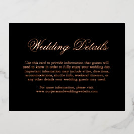 Black Rose Gold Foil Formal Wedding Enclosure Card 箔招待状ポストカード