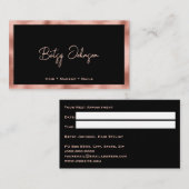 Black & Rose Gold Foil Salon Appointment Card 名刺 (正面/裏面)