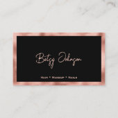 Black & Rose Gold Foil Salon Appointment Card 名刺 (正面)