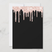 Black rose gold glitter drips glam Bridal Shower  招待状 (裏面)