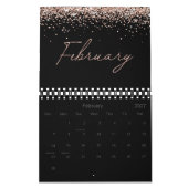 Black Rose Gold Glitter Elegant Modern Script 2026 カレンダー (2月 2027)