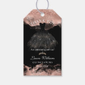 Black & Rose Gold  Princess Quinceañera Thank you ギフトタグ (正面)