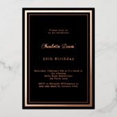 Black rose gold simple luxury birthday 箔招待状 (正面)