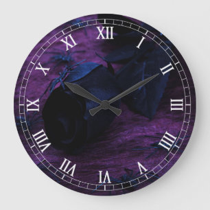 Black Rose Round Roman Numerals Clock ラージ壁時計