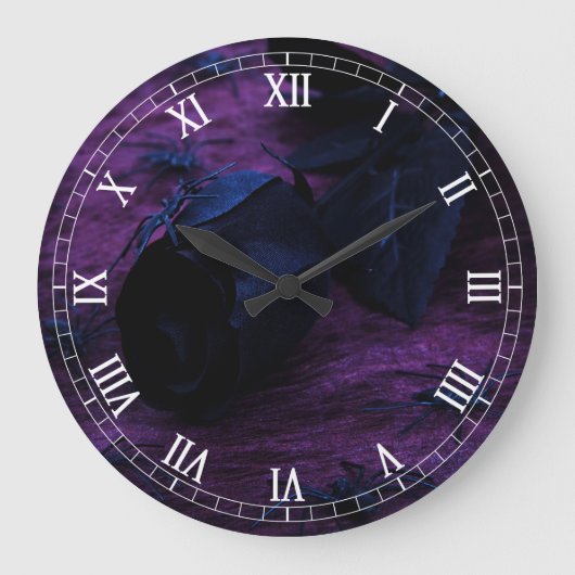 Black Rose Round Roman Numerals Clock ラージ壁時計 (正面)