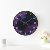 Black Rose Round Roman Numerals Clock ラージ壁時計 (ホーム)