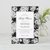 Black roses baby shower invitation 招待状 (スタンド正面)