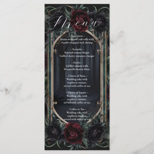Black Roses Floral Gothic Halloween Wedding メニュー (正面)