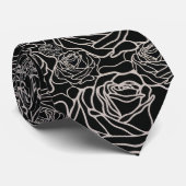 Black Roses Motif Noir et Blanc ネクタイ (ロール)