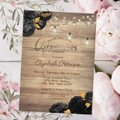 Black Roses,String Lights,Wood Texture Quinceañera 招待状