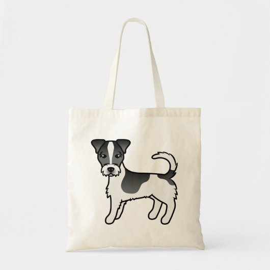 Black Rough Coat Jack Russell Terrier Cartoon Dog トートバッグ (正面)